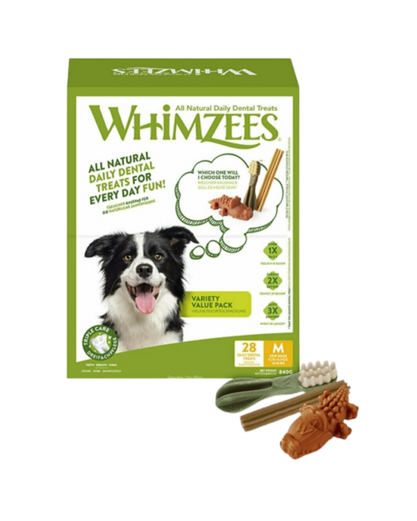 Whimzees Variety Pack - Kaustick, Zahnbürste & Krokodil Mix - Zahnpflege, vegetarisch - LUIS & LEON