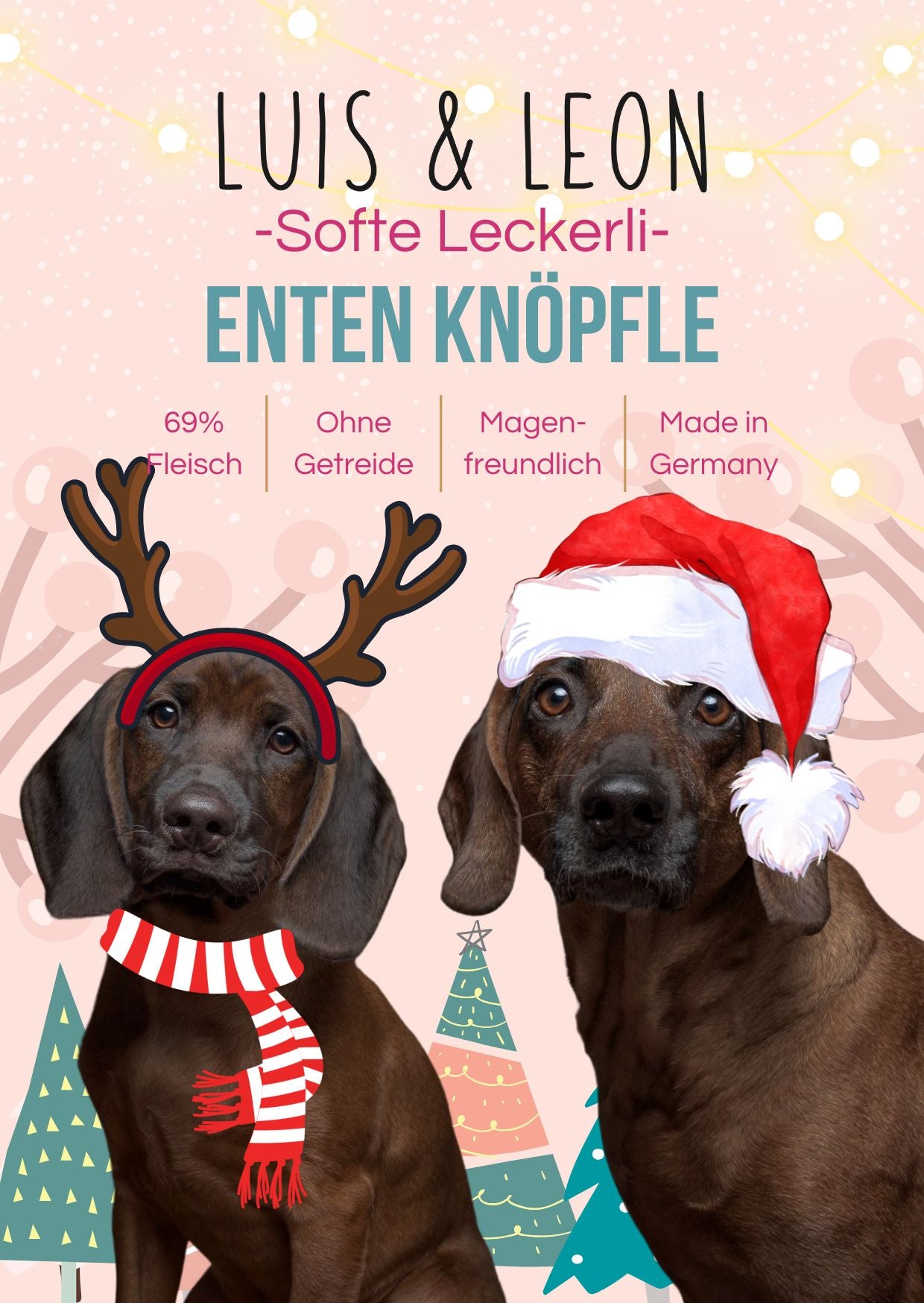 LUIS & LEON Enten Knöpfle - Weihnachtliche, softe Hundeleckerli – 69% Fleisch