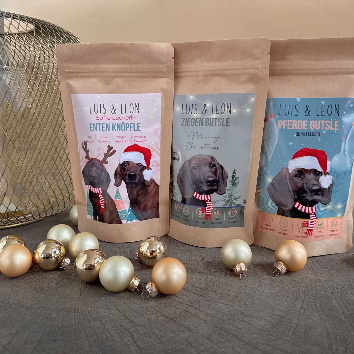 LUIS & LEON Weihnachts-Bundle – 3 Sorten festliche Hundeleckerli