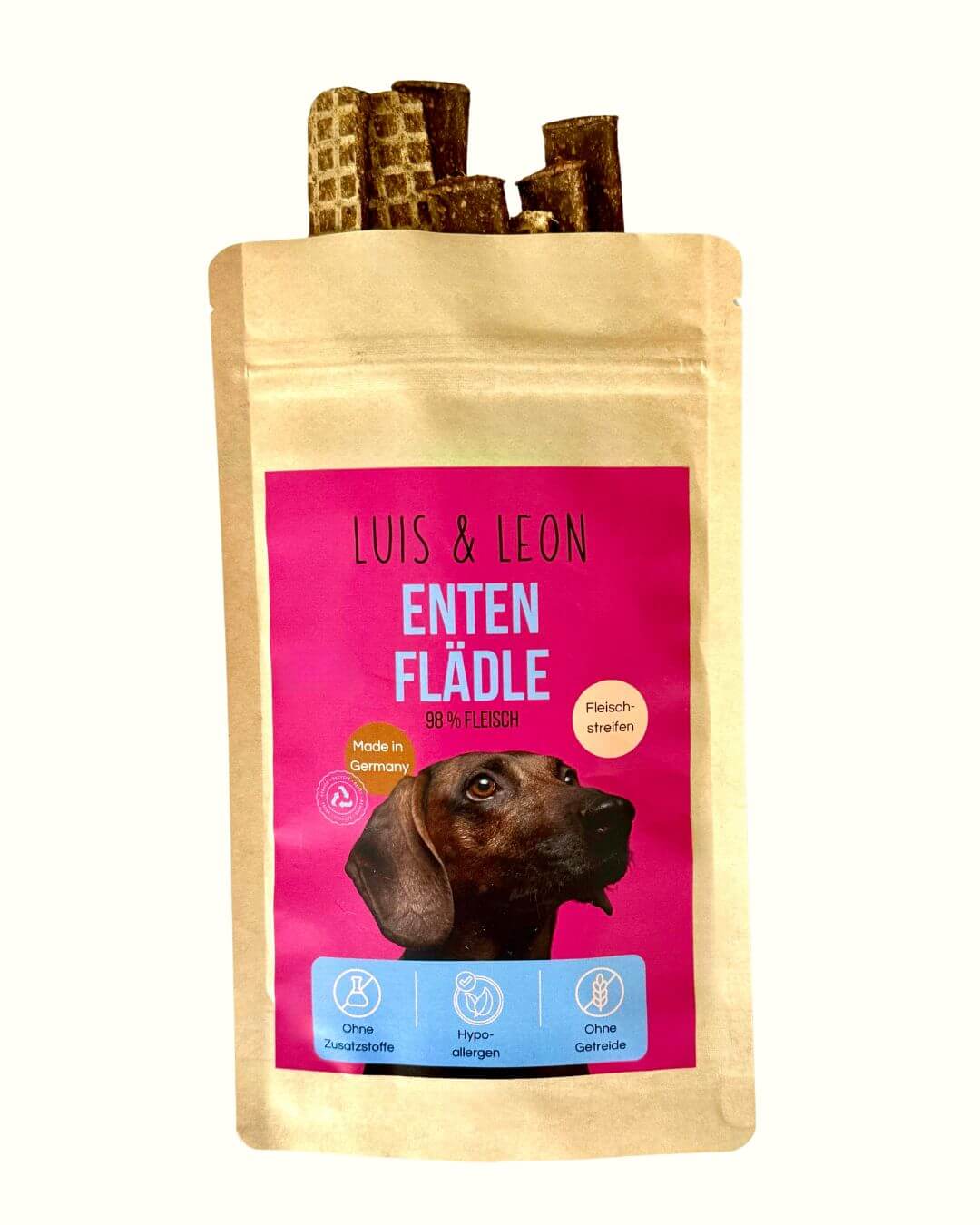 Fleischstreifen für Hunde Enten Flädle LUIS & LEON - 98% Fleisch, Getreidefrei - LUIS & LEON