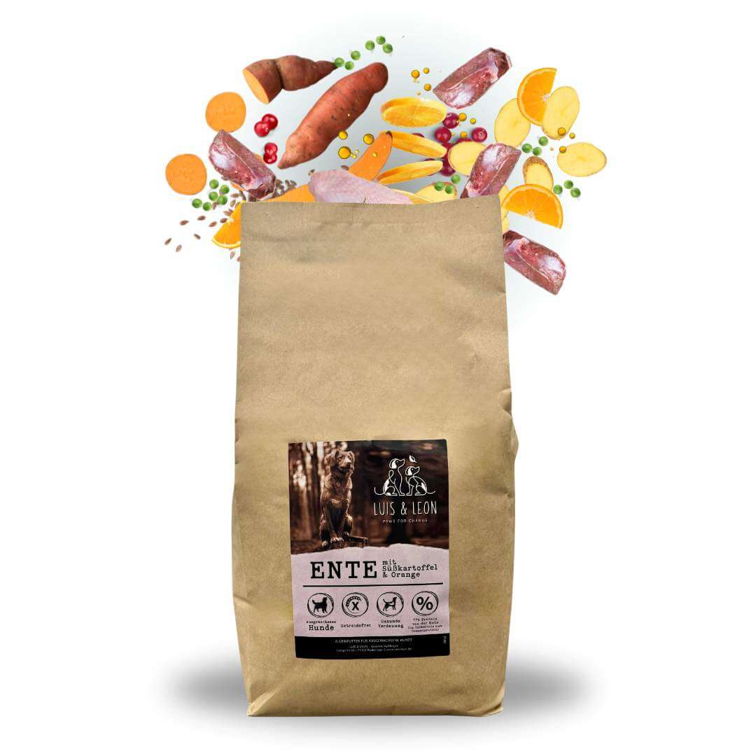 Hunde Trockenfutter Ente mit Süßkartoffel & Orange - LUIS & LEON, Getreidefrei - LUIS & LEON
