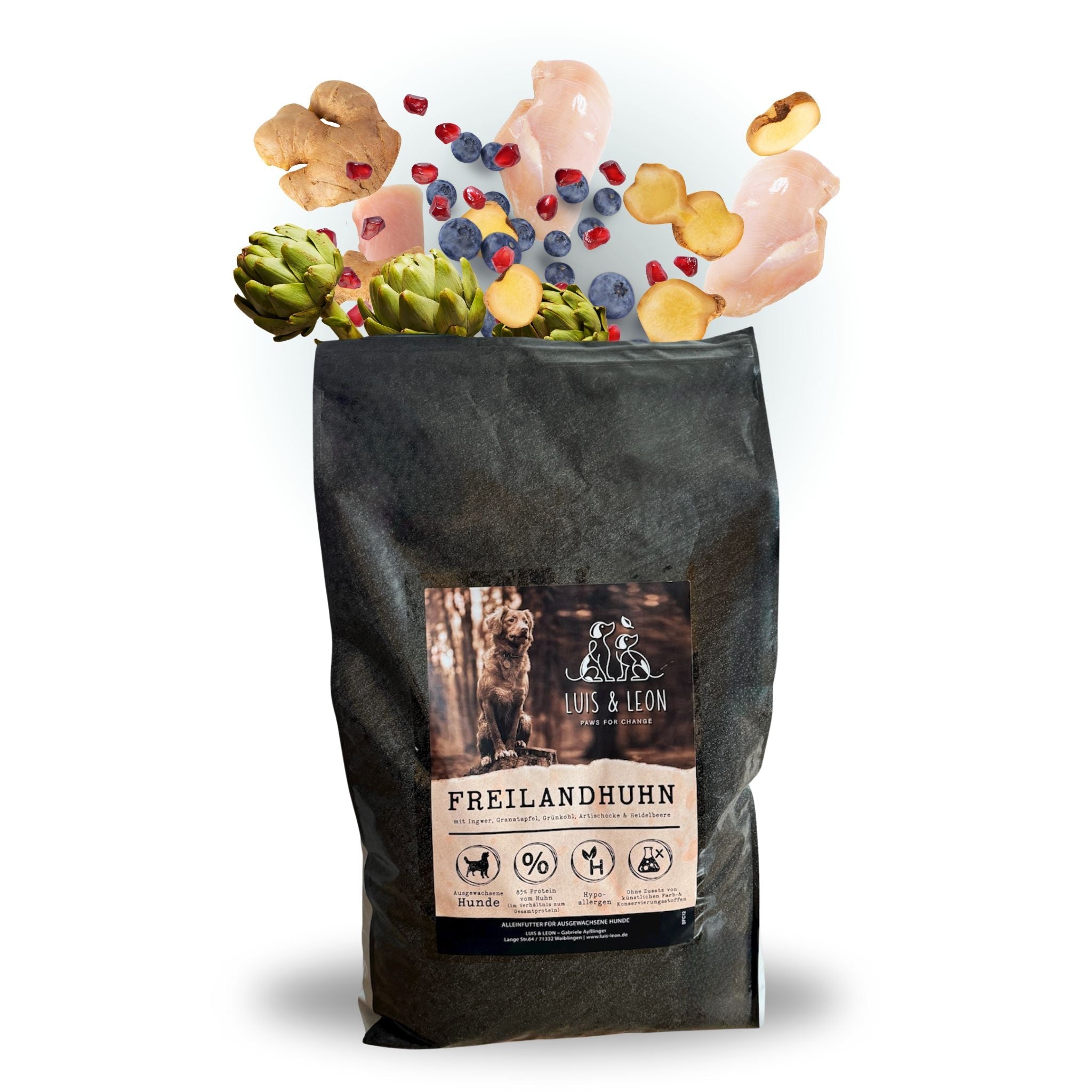 Hundefutter Huhn LUIS & LEON - Trockenfutter, 65 % Fleisch, Getreidefrei - LUIS & LEON