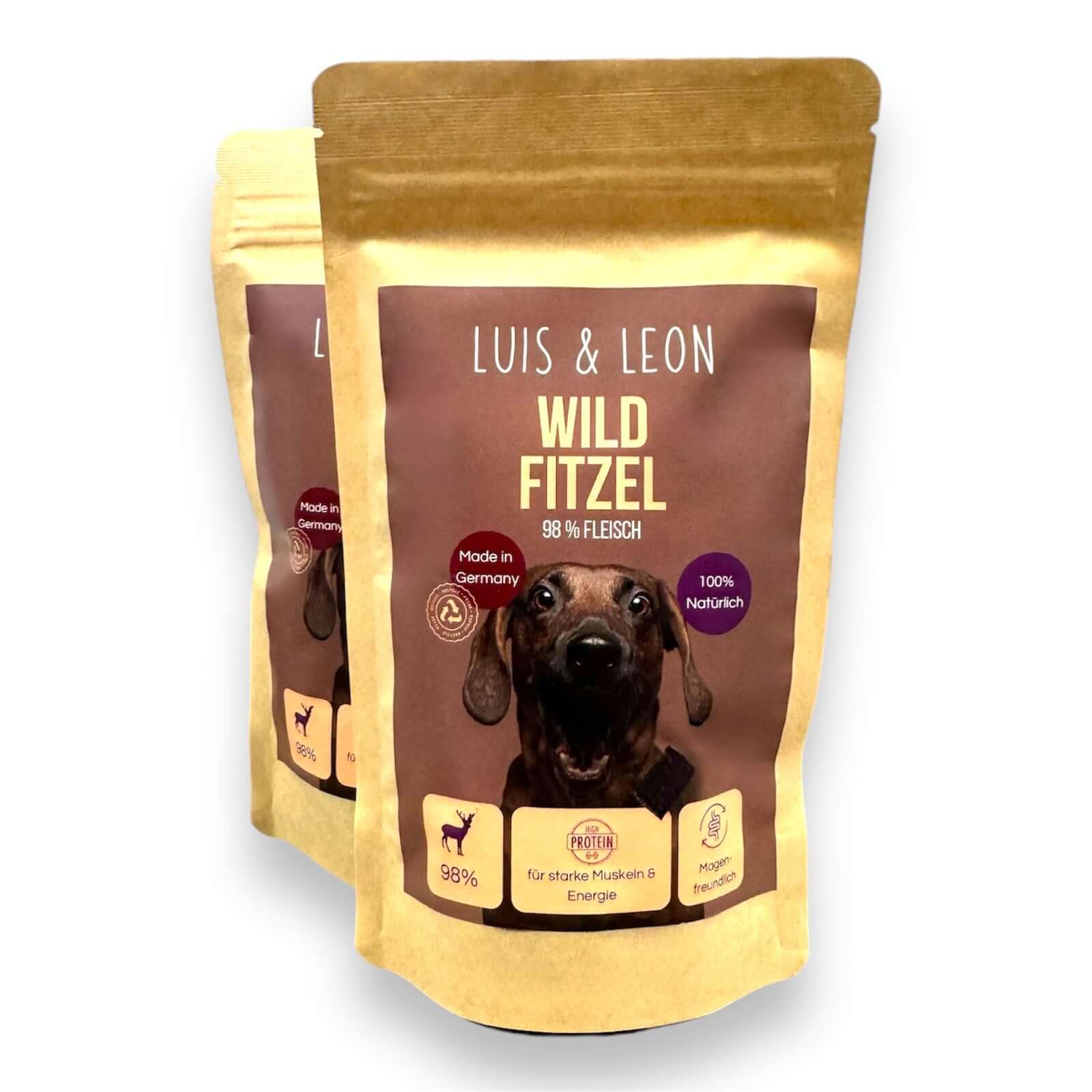 Hundeleckerli Wild Fitzel von LUIS & LEON – Natürlich, Getreidefrei, 98% Fleisch - LUIS & LEON