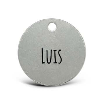 Hundemarke Edelstahl rund – beidseitig gravierbar nur mit Text - LUIS & LEON
