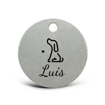 Hundemarke Edelstahl rund – personalisierbar mit Tiermotiv - beidseitig gravierbar – für mittelgroße & große Hunde - LUIS & LEON