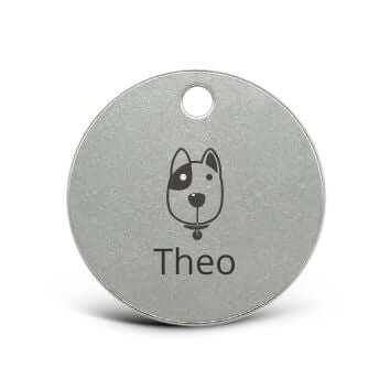 Hundemarke Edelstahl rund – personalisierbar mit Tiermotiv - beidseitig gravierbar – für mittelgroße & große Hunde - LUIS & LEON