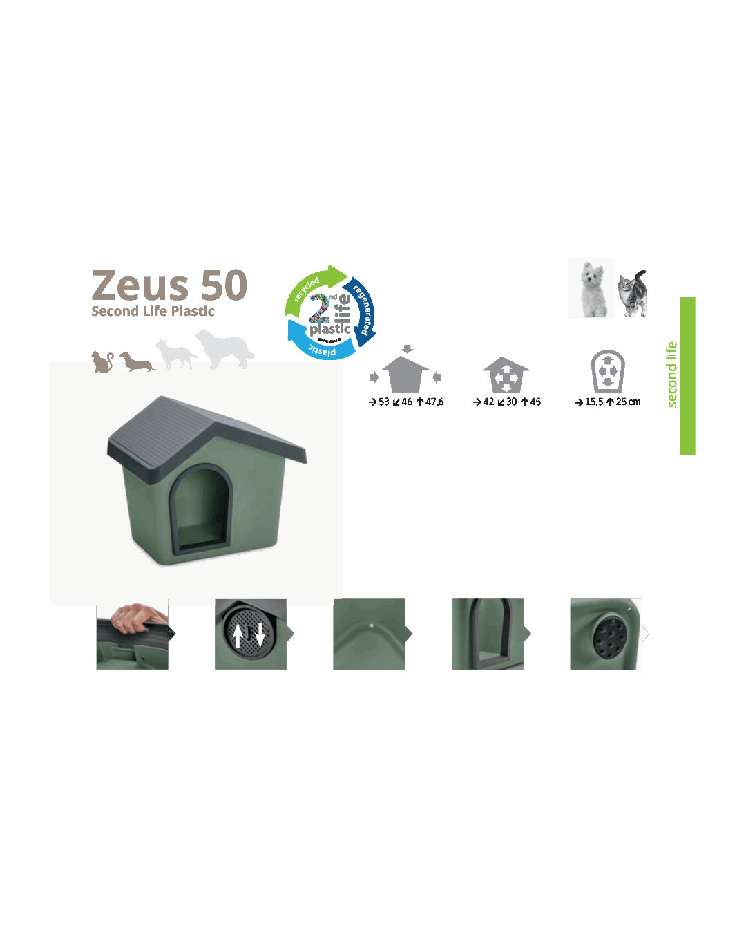 IMAC Zeus 50 Second Life Plastic - Hundehütte, recycelter Kunstoff - LUIS & LEON