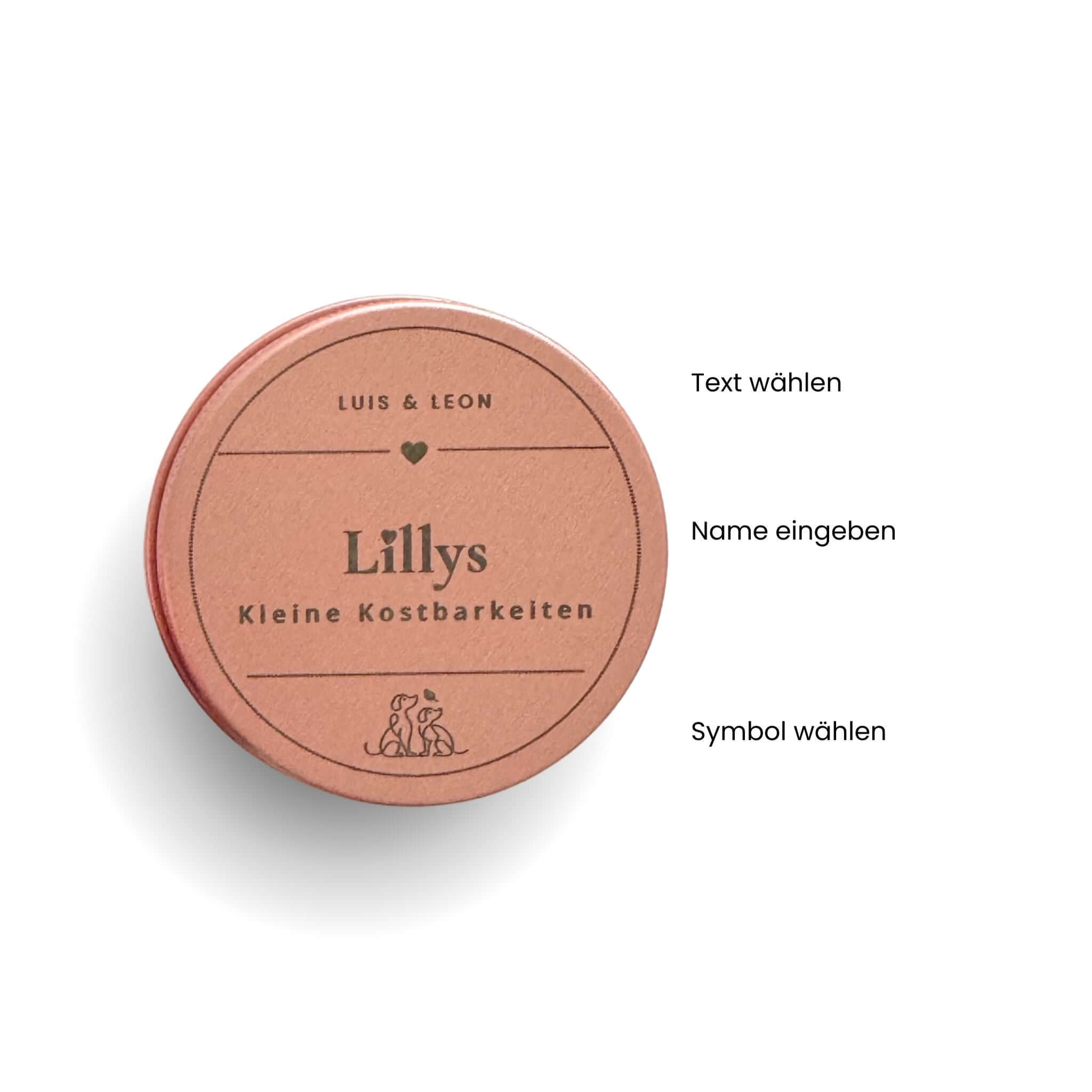 LUIS & LEON Leckerlidose personalisiert – Rosa Hundeleckerli Dose mit Namen graviert - LUIS & LEON
