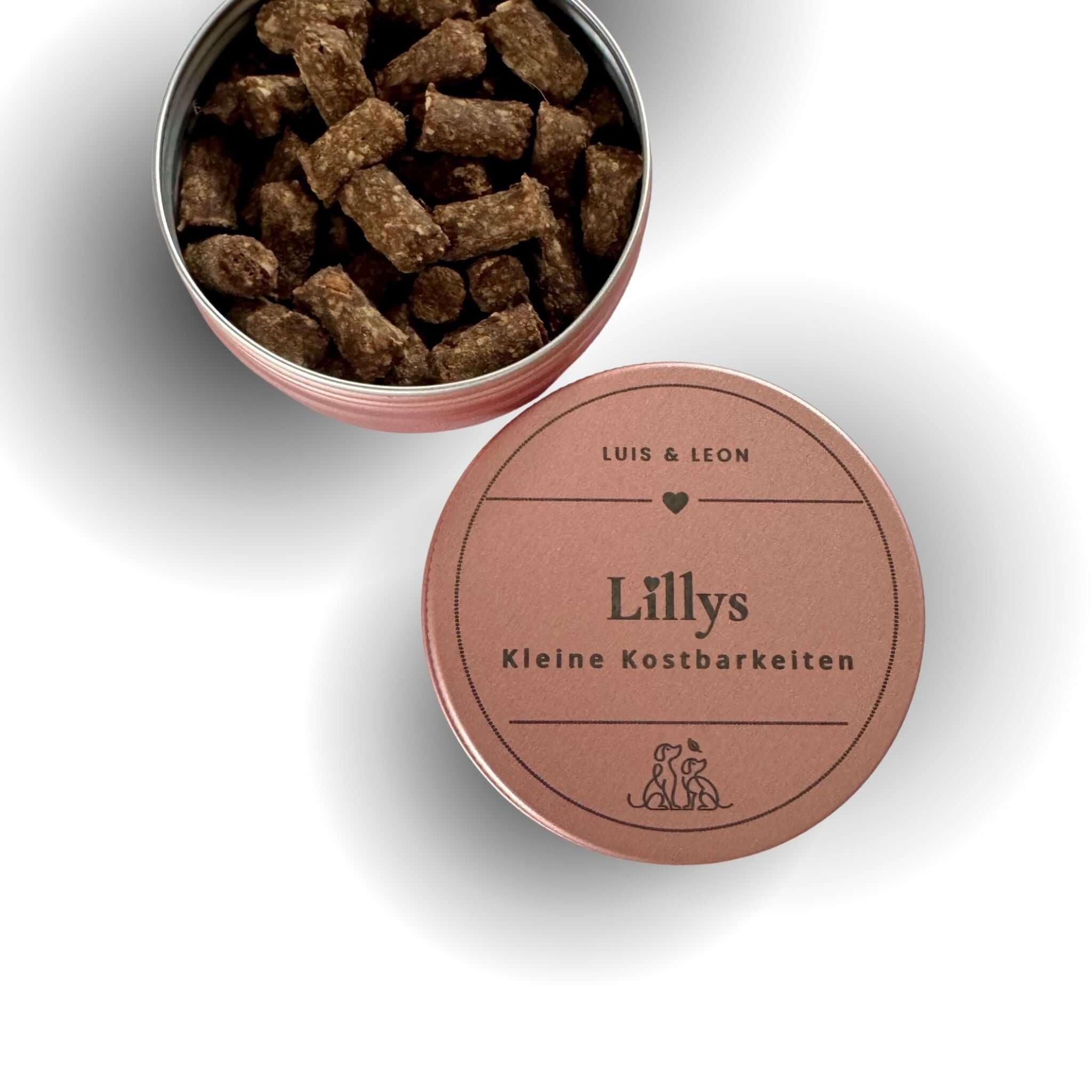 LUIS & LEON Leckerlidose aus Aluminium – rosa, personalisierbar mit Namen - LUIS & LEON