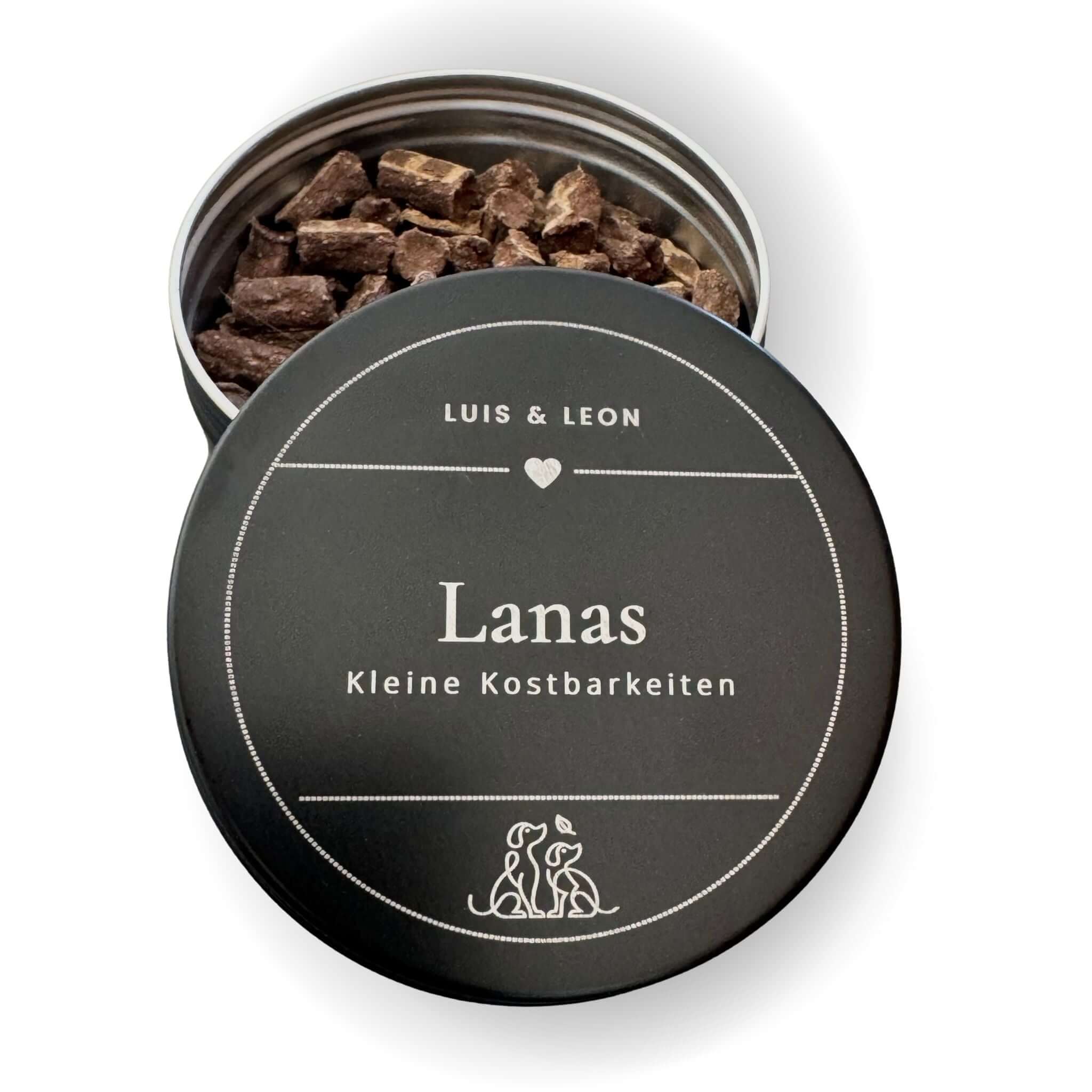 LUIS & LEON Leckerlidose aus Aluminium – schwarz, personalisierbar mit Namen - LUIS & LEON