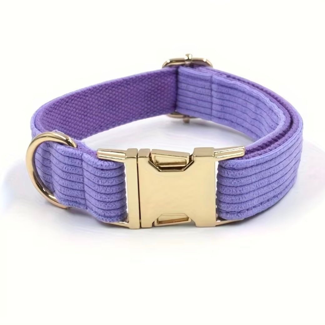 LUIS & LEON Personalisiertes Hundehalsband mit Name – Kordsamt & Gold - LUIS & LEON