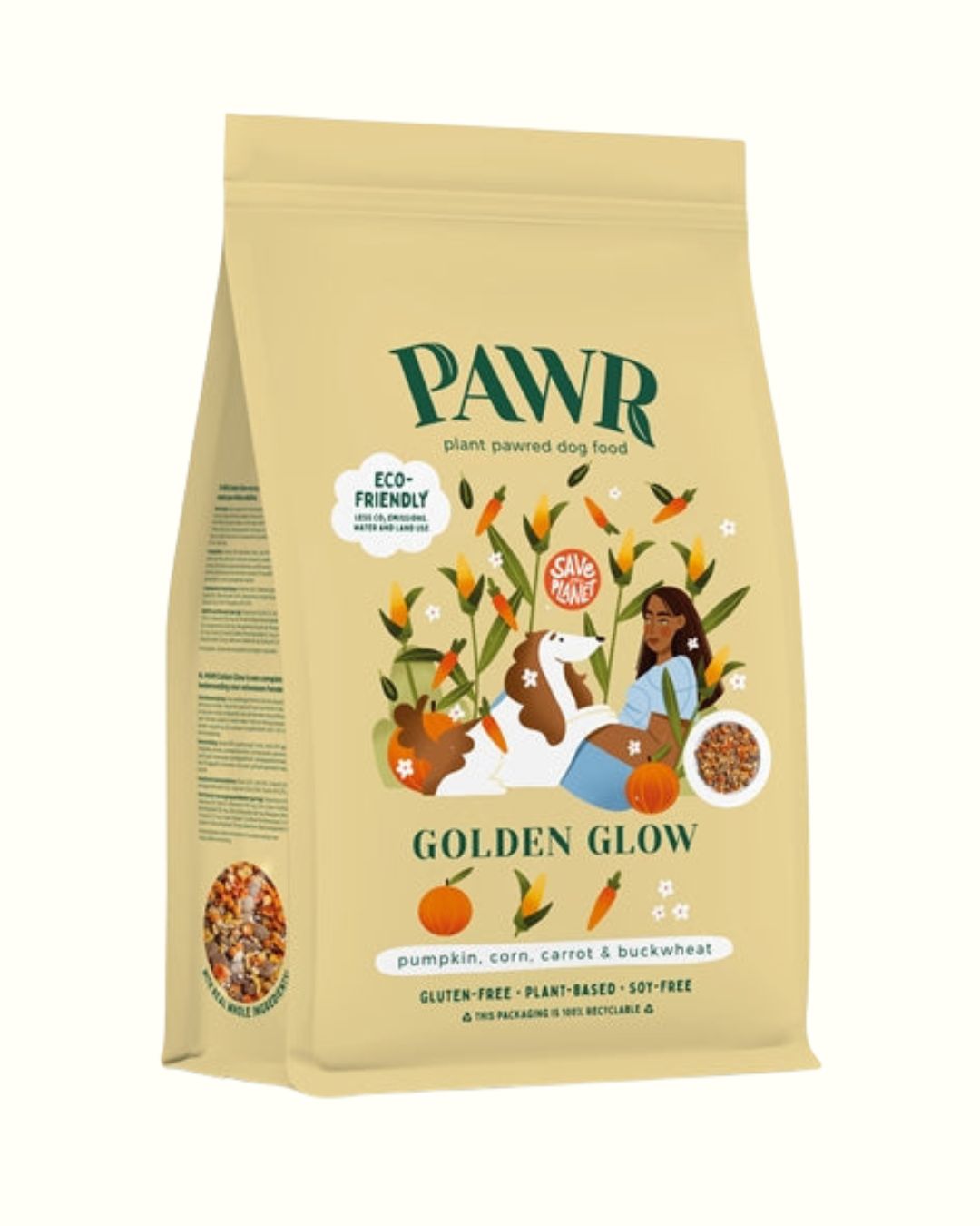 Pawr Golden Glow - pflanzenbasiertes Hundefutter -  mit Kürbis, Mais, Karotte & Buchweizen, vegan