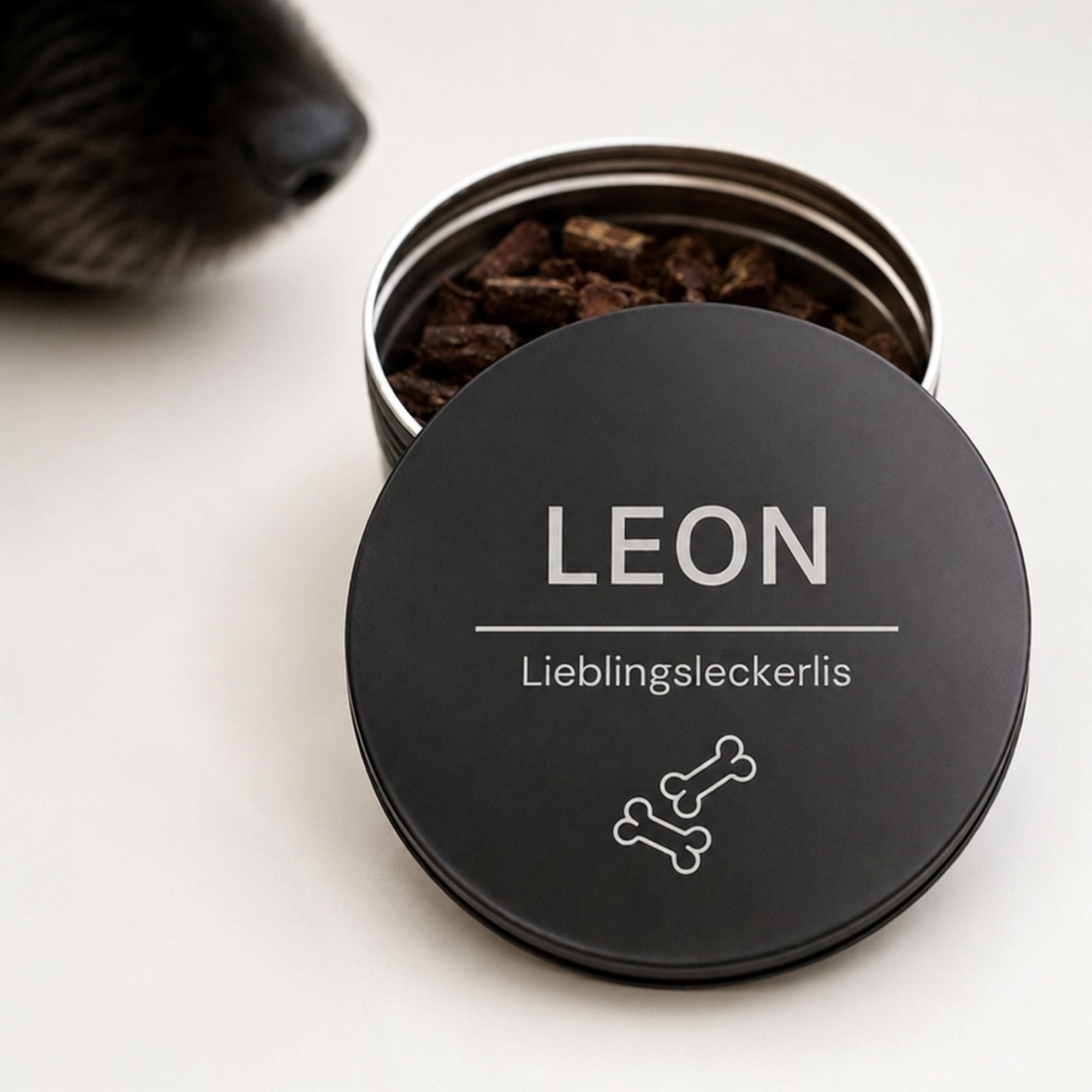 Personalisierte Leckerlidose für Hunde mit Gravur – Design Pure - LUIS & LEON