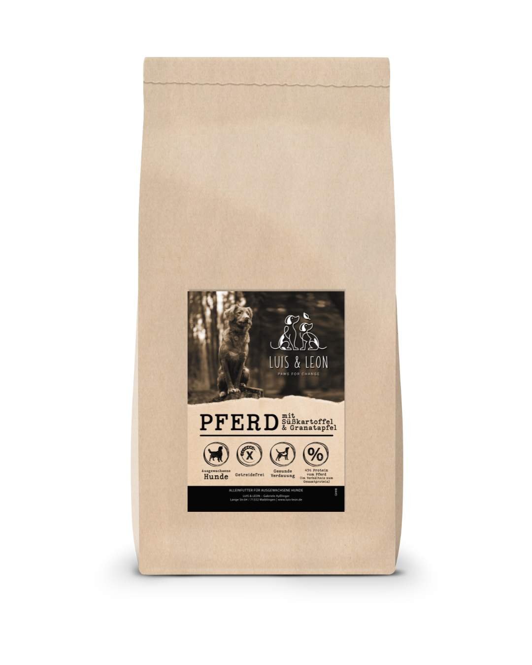 Trockenfutter Pferd für Hunde – getreidefrei mit Süßkartoffeln & Granatapfel von LUIS & LEON - LUIS & LEON