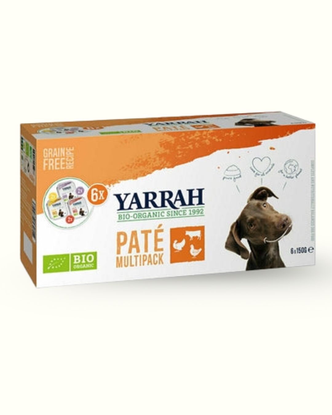 Yarrah Bio-Nassfutter Pastete mit Huhn, Pute, Rind - Getreidefrei